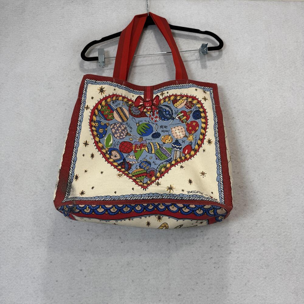 Brighton Tote Bag Womens Large Multicolor Canvas Heart Love Christmas Holiday